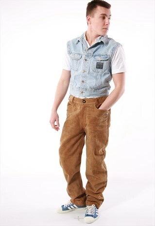 90S VTG RARE RETRO LEATHER PANTS OLDSCHOOL 14054