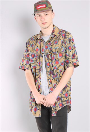 VINTAGE ABSTRACT CRAZY PATTERN SHIRT