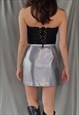 90S VINTAGE VERSACE JEANS COUTURE XS/S SHINY SILVER SKIRT