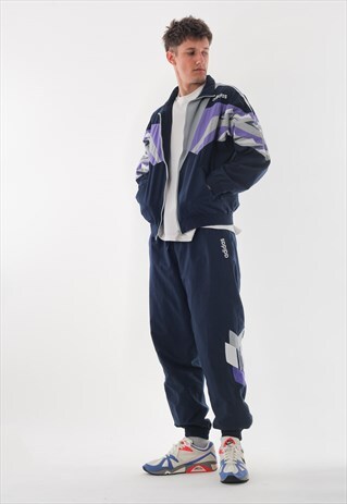 VINTAGE ADIDAS ORIGINALS JACKET AND PANTS 90S BLUE PURPLE
