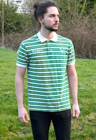 VINTAGE 90S KAPPA POLO SHIRT - STRIPED - MEDIUM/LARGE
