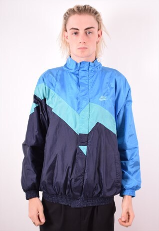 NIKE MENS VINTAGE TRACKSUIT TOP JACKET LARGE BLUE 90S
