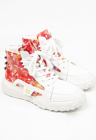 CHUNKY SOLE HIGH TOPS ABSTRACT SNEAKERS GRUNGE SKATER SHOES