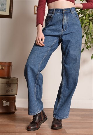 VINTAGE HIGH WAIST MOM JEANS IN BLUE DENIM