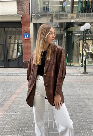 AMAZING UNIQUE VINTAGE RETRO BROWN JACKET