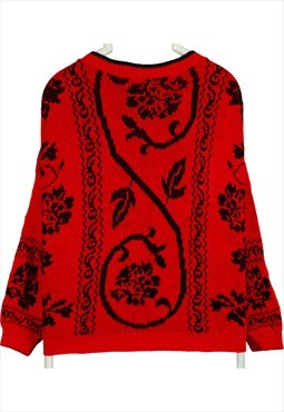 Vintage 90's Van Heusen Jumper Knitted Long Sleeve Wool Red