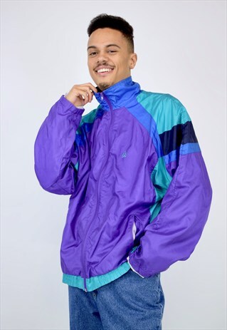 VINTAGE 90'S PURPLE BLUE & GREEN ACTIVE SHELL JACKET