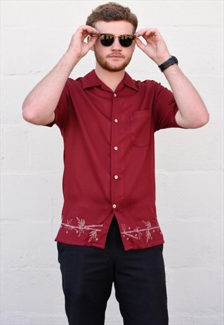 VINTAGE BURGUNDY SHORT SLEEVE SHIRT
