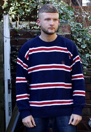 VINTAGE BLUE STRIPED TOMMY HILFIGER SWEATER XL