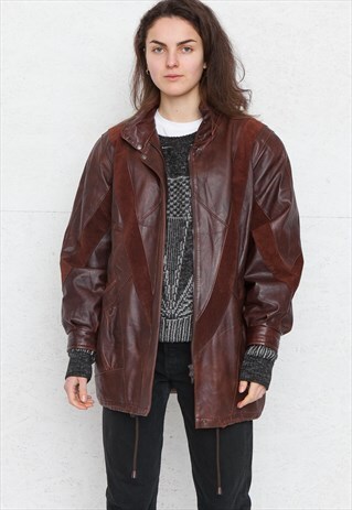VINTAGE BROWN LEATHER JACKET COAT
