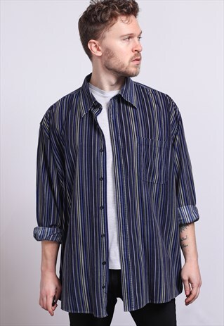 VINTAGE CORDUROY CORD STRIPED SHIRT
