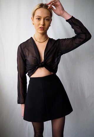 VINTAGE BLACK SHEER BLOUSE