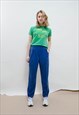 VINTAGE 80S PLEATED BLUE STRAIGHT LEG TROUSERS WITH POCKETS 