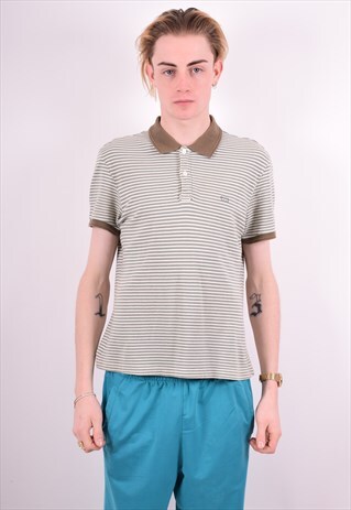 LEVI'S MENS VINTAGE POLO SHIRT MEDIUM GREEN STRIPES 90'S