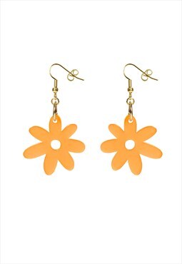Flower power single drop earrings in orange frost