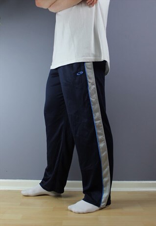 VINTAGE CHAMPION JOGGERS IN BLUE NAVY EMBROIDERED LOGO