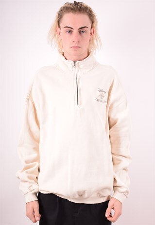 DISNEY MENS VINTAGE SWEATSHIRT JUMPER XL BEIGE 90S