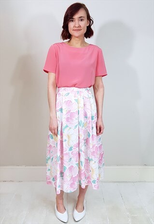 VINTAGE 90'S WARM PINK BACK BUTTON T-SHIRT TOP
