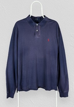 Polo Ralph Lauren Blue Polo Shirt Long Sleeve Mens XL