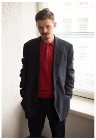 VINTAGE 90'S DARK BLUE WOOL BLAZER