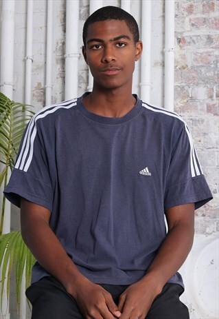 VINTAGE ADIDAS LOGO 3 STRIPE T-SHIRT WHITE