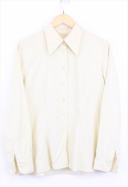 Vintage Corduroy Button Shirt Cream Button Up Long Sleeve
