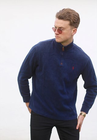 RALPH LAUREN 1/4 ZIP USA NAVY BLUE SWEATSHIRT