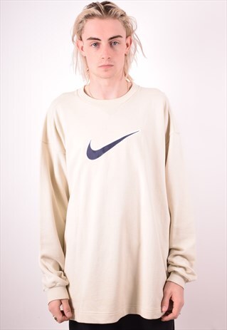 NIKE MENS VINTAGE SWEATSHIRT JUMPER XL BEIGE 90S