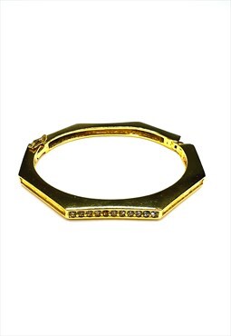 Christian Dior Bracelet Gold Bangle Crystal Vintage