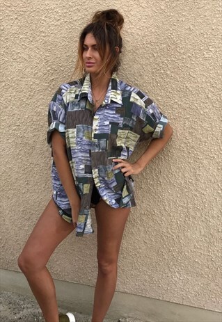 PATTERNED OVERSIZED RETRO VINTAGE UNISEX FESTIVAL SHIRT