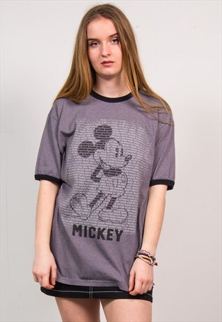MICKEY MOUSE GREY RINGER T-SHIRT