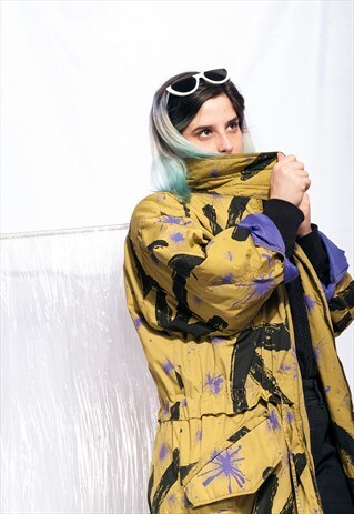 VINTAGE PARKA JACKET 90S CRAZY PRINTED WINDBREAKER