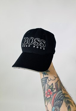 Vintage 90s Hugo Boss Black Embroidered Hat Cap