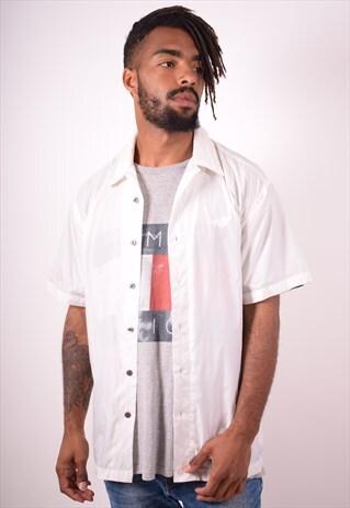 TOMMY HILFIGER MENS VINTAGE SHIRT MEDIUM WHITE 90S