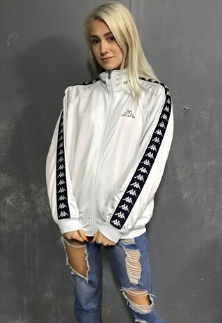 VINTAGE KAPPA TRACKSUIT JACKET WHITE SPORTSWEAR M 10 90S