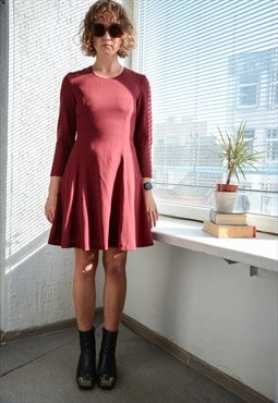 Vintage Mini Cherry Red Long Sleeved Dress