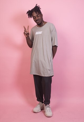 LONGLINE CREAM T-SHIRT WITH WHITE EMBROIDERY