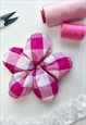 PINK GINGHAM TAFFETA OVERSIZE FLOWER SCRUNCHIE