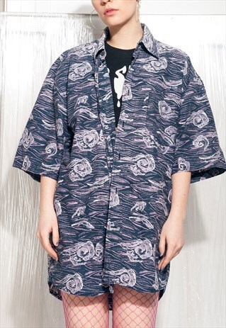 90S VINTAGE ART PRINTED OVERSIZED SHIRT