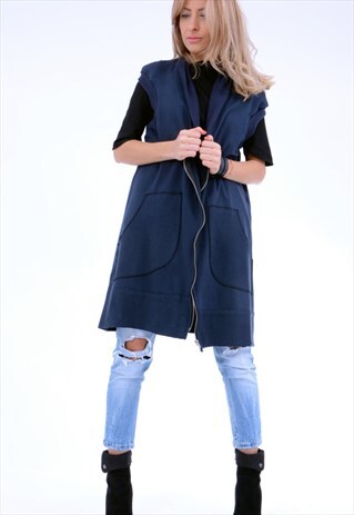 ASYMMETRIC VEST/ NAVY VEST
