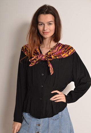 VINTAGE 80S SHIRT WITH BOW TIE IN BLACK