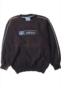 Vintage 90's Adidas Sweatshirt Spellout Crew Neck Navy Blue