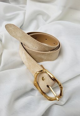 Vintage 90s faux suede beige minimalist belt