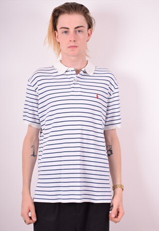 POLO RALPH LAUREN MENS VINTAGE POLO SHIRT MEDIUM WHITE 90S