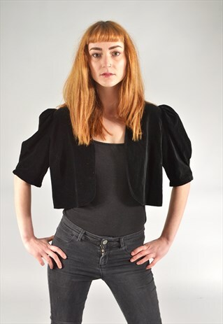 VINTAGE BLACK VELVET BOLERO JACKET