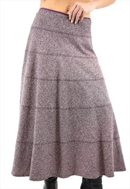 Vintage Y2K Tweed Maxi Skirt in Purple