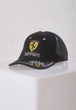 Vintage Ferrari Baseball Cap in Black Adjustable Summer Hat