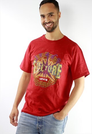 VINTAGE LEVIS T-SHIRT T SHIRT RED OVERSIZE MEN