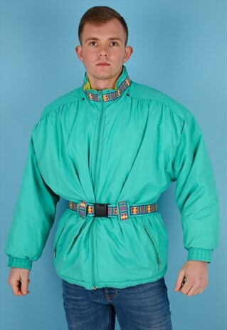 VINTAGE SKI JACKET WITH PATTERN BELT NJ704