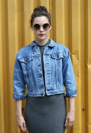90'S BLUE ACIDWASH LEVIS LEVI'S CROPPED DENIM JACKET